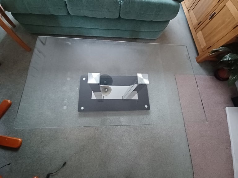 Clear glass coffee table
