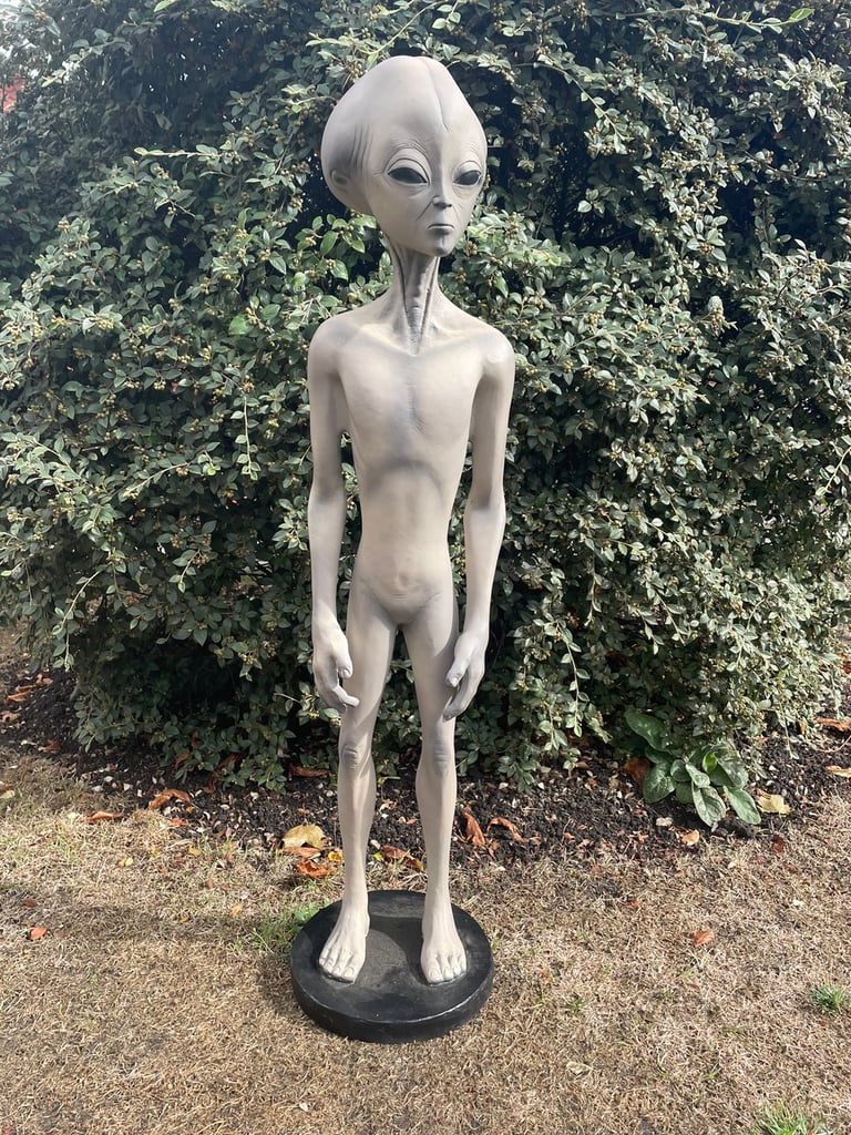 Fibreglass, Resin Skinny Alien Sculpture