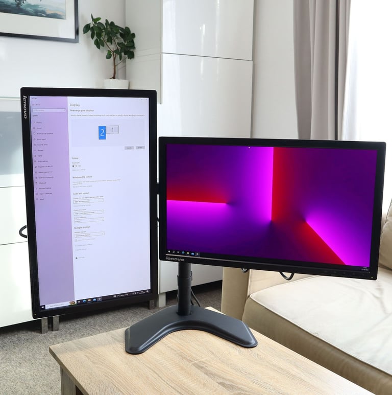 Dual Monitor setup 22 inch Lenovo Full HD IPS