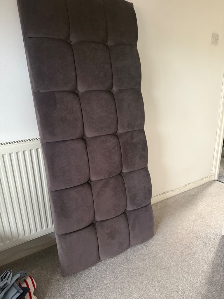 image for King size grey velvet headboard 