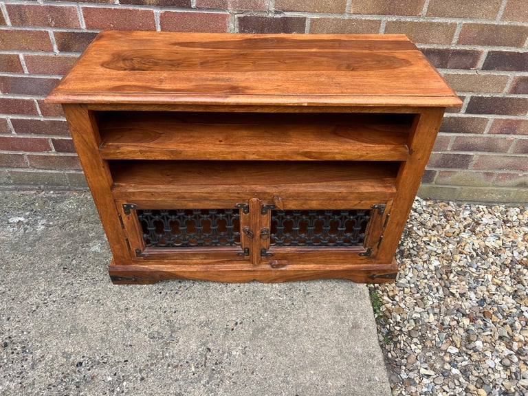 image for Tiger wood and metal lattice tv unit. 