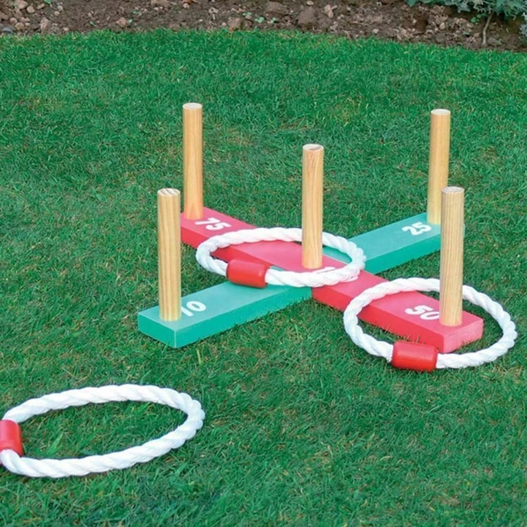 Quoits - Family Fun Garden Game for kids children adults. Rope Ring Game. Hoopla Ring Toss Game