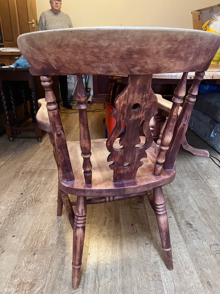 Large extendable solid wood dining table and 8 chairs