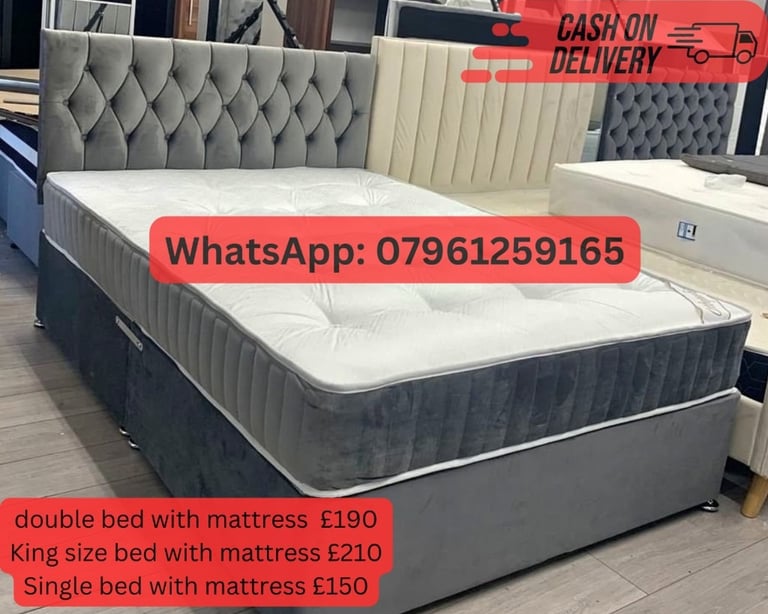 💝DOUBLE BEDSINGLE BED FOR SALE WITH BASE HEADBOARD AND MATTRESS IN