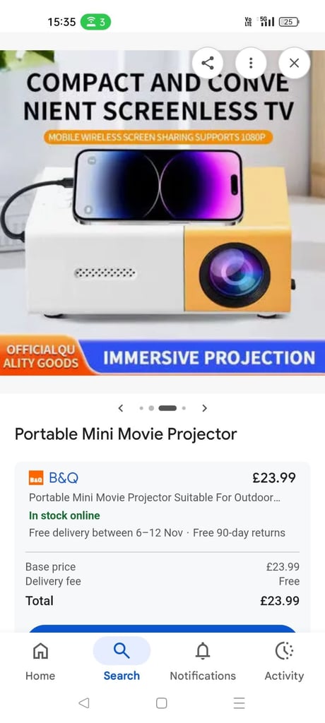 image for Mini projector mobile home screen 