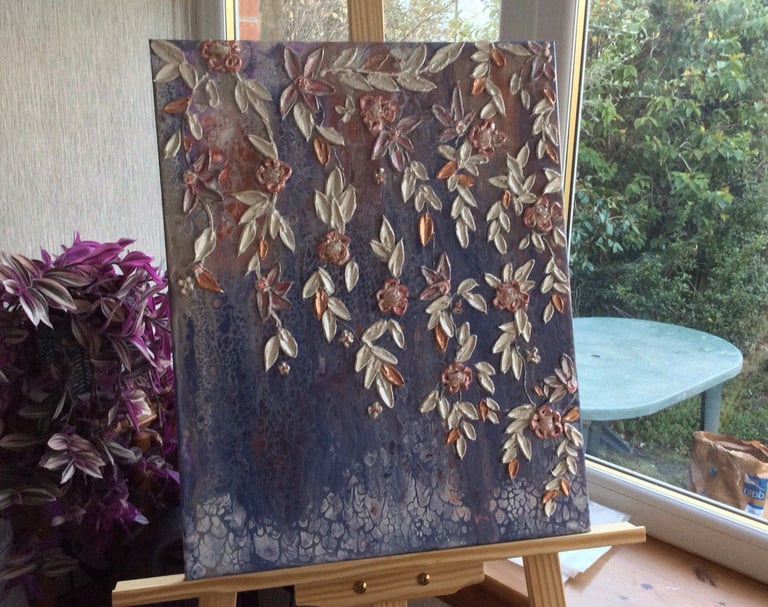 Gentle original acrylic painting,  abstract artwork with texture 