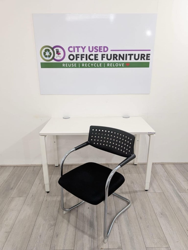 Haworth Height Adjustable Desk, White Top & Frame, W1200mm with Office Chair Delivery Nationwide