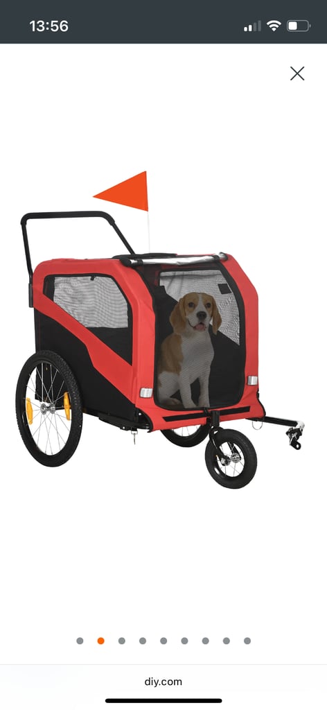 PawHut 2 in 1 Dog Bike Trailer Pet Stroller for Large Dogs W/ Hitch - Red