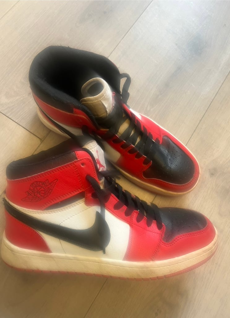 image for Nike Air Jordan Mid 1 black and red trainers