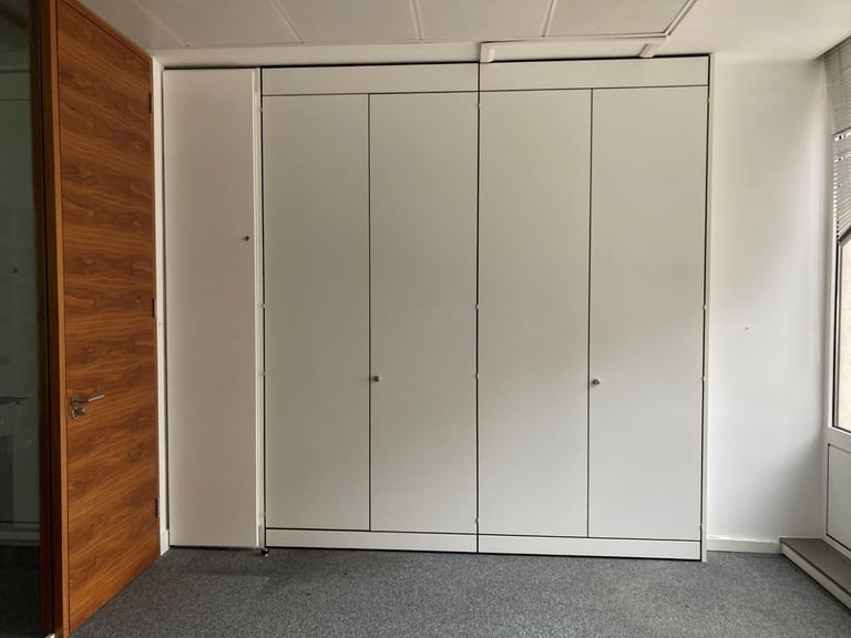 Lockable 4 door white office tall double cupboards storage unit filing