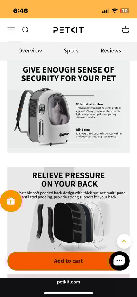 PetKit Cat backpack carrier 