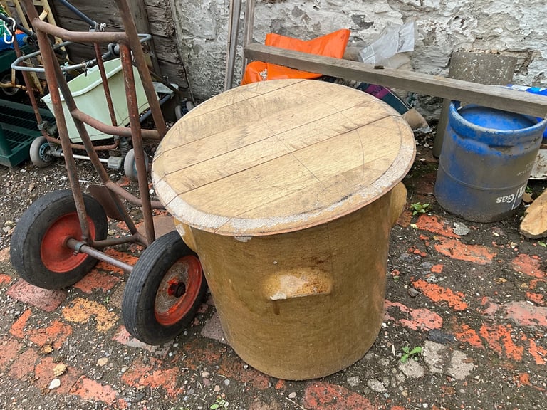 image for 2 x EXTRA LARGE, ( BUNDLE ) very rare, salt glazed pots and lids. Size in photos thanks 🙏 