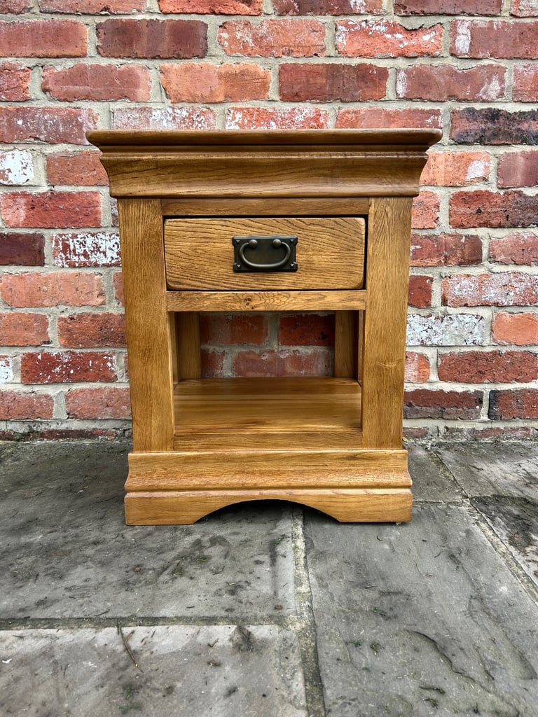 Rustic Solid Oak Side Table - Excellent Condition 