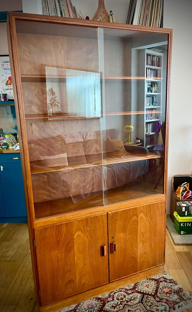 image for Danish modern teak bookcase/cabinet
