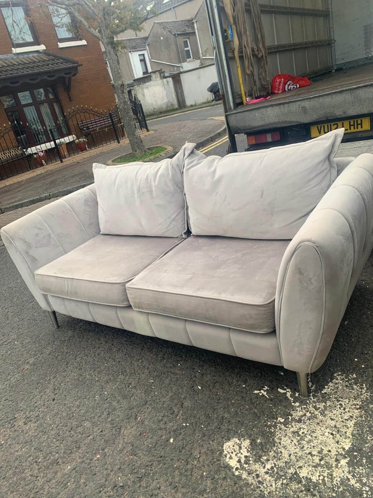 image for Grey velvet 3 seater sofa 