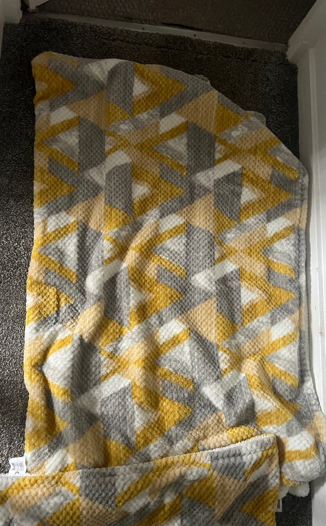 Grey / Silver / Mustard Geometric curtains cushion covers and throws