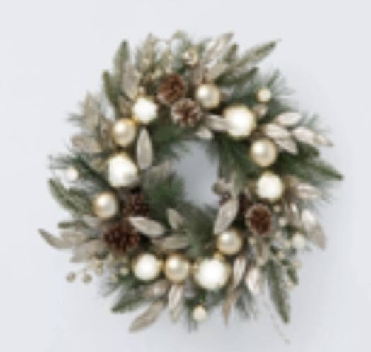 John Lewis Leaf and Bubble Wreath - Champagne Dia 50cm