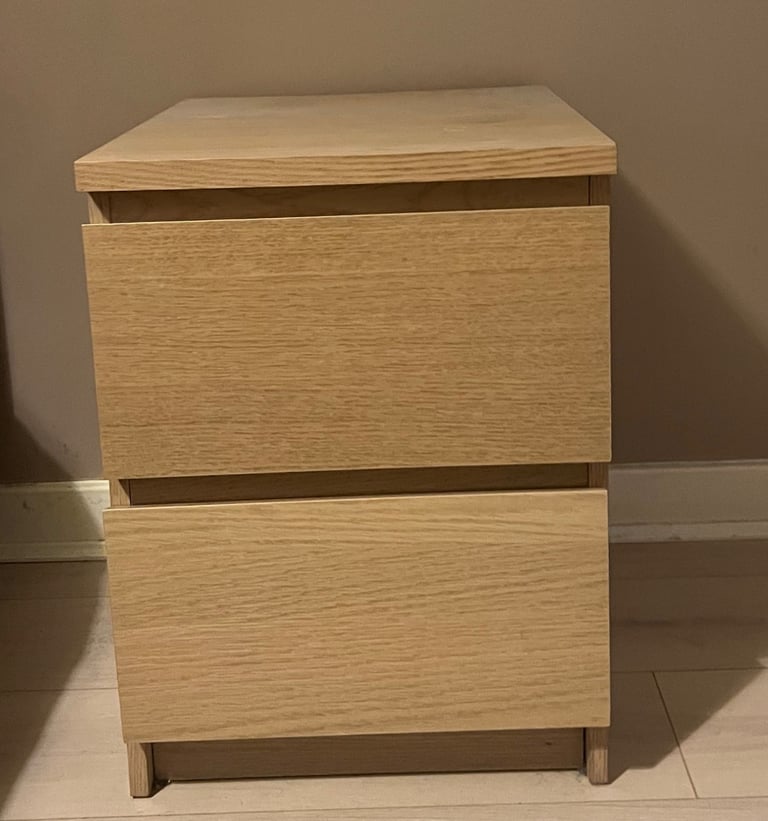 image for Ikea MALM Oak Chest of 2 drawers bedside