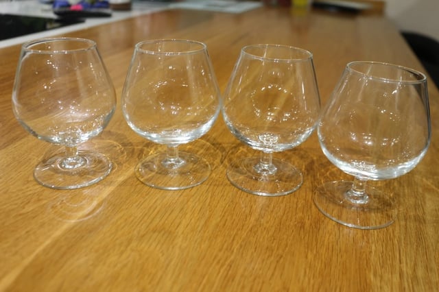 Set of four Brandy Glasses alcohol bar kitchen pub spirit short