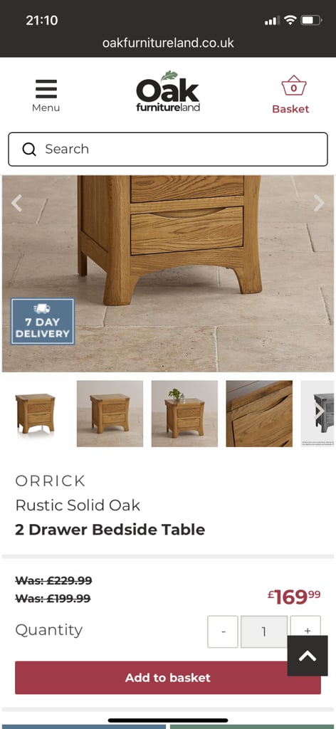 New Rustic Solid Oak 2 Drawer Table