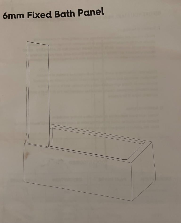 6mm x 300mm x 1400mm Fixed Shower Screen