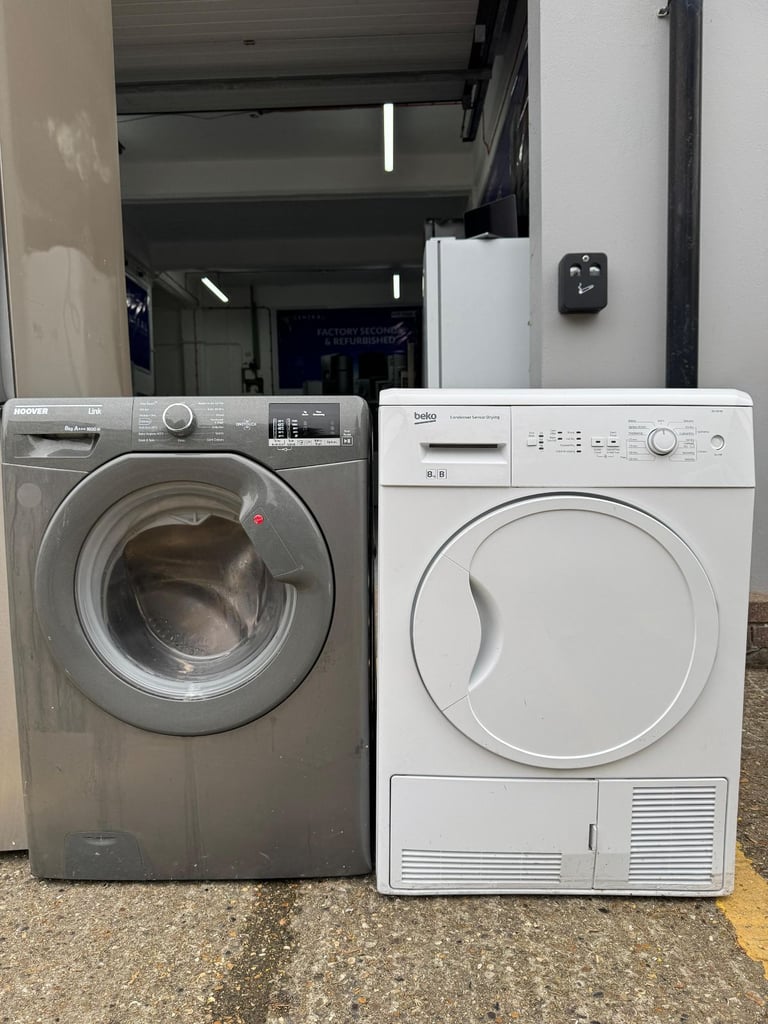 Beko 8 kg Condenser Tumble Dryer + Hoover 8 kg 1600 rpm Washing Machine Combo