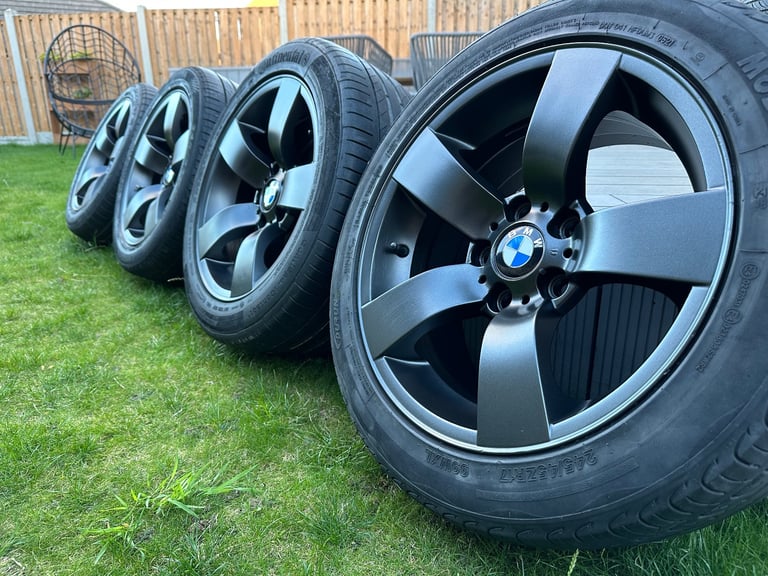 BMW 17 ALLOY WHEELS REFURBISHED SHADOW GUNMETAL BLACK 245/45/17