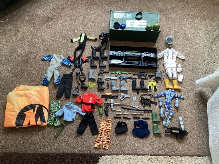 Vintage Bundle 1990s Action Man Toy Soldier Model Army Equipment Outfits Uniforms etc in Two