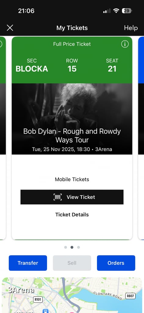 image for 2 x Bob Dylan tickets 3Arena + Parking
