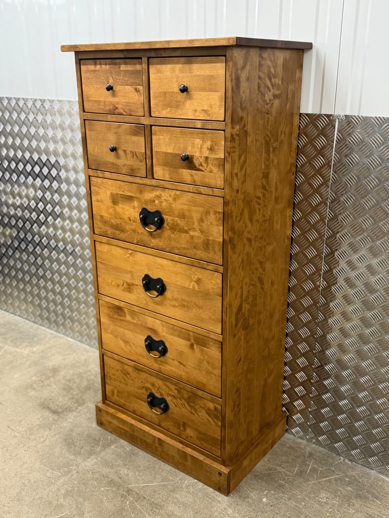 Laura Ashley Garrat Tallboy chest of drawers honey finish 