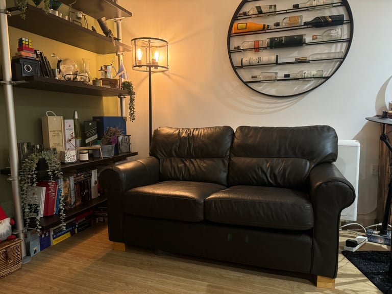 Black Faux Leather 2-seater sofa - great condition