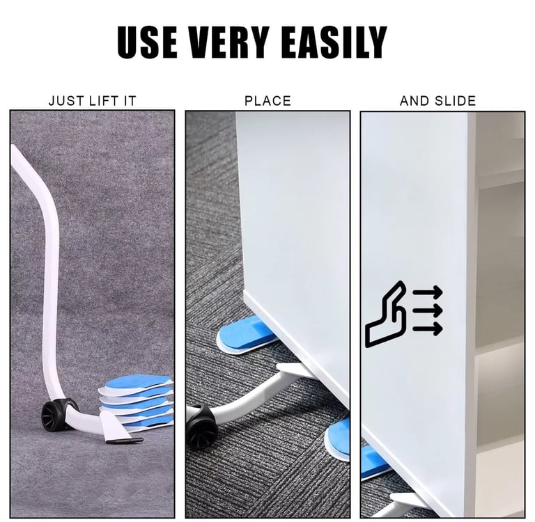 Furniture Shifter Lifter Easy Moving Tool Non Slip Slider Mover Set Removal Kit
