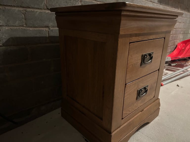 Solid Oak Bed Side Table with Drawers