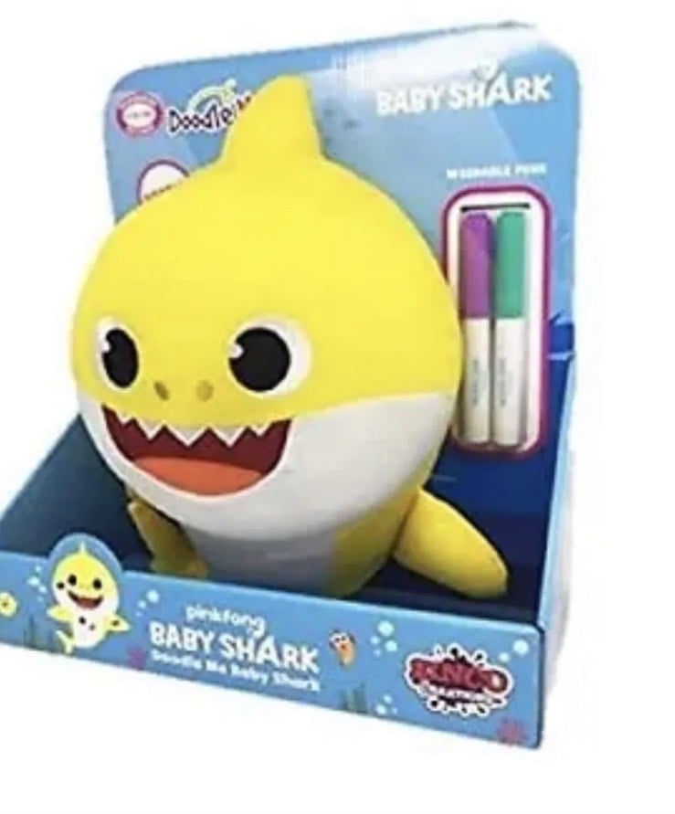 Baby Shark Painting Writing Plush Toy Kids Gift Scribble Washable 