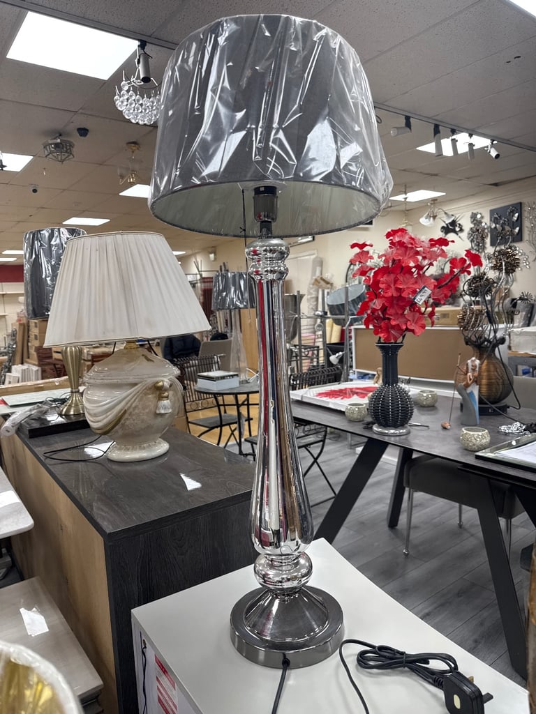Tall lamp with chrome finish 