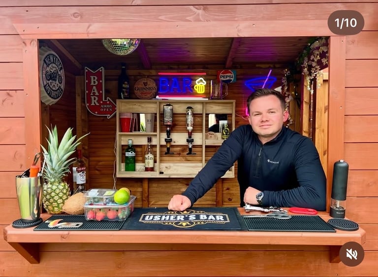 Garden Bar - Pent Shed with Hatch High Quality with Rubber Roof - Optics - Great for BBQ’s
