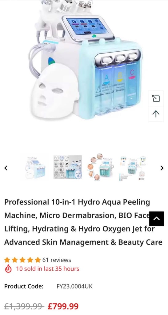 Professional 10-in-1 Hydro Aqua Peeling Machine, Micro Dermabrasion, BIO Face Lifting, Hydrating & H