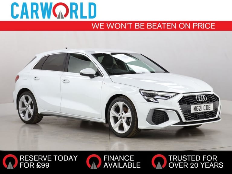 2021 Audi A3 1.0 TFSI 30 S line Sportback 5dr Petrol Manual Euro 6 (s/s) (110 ps) Hatchback Petro...