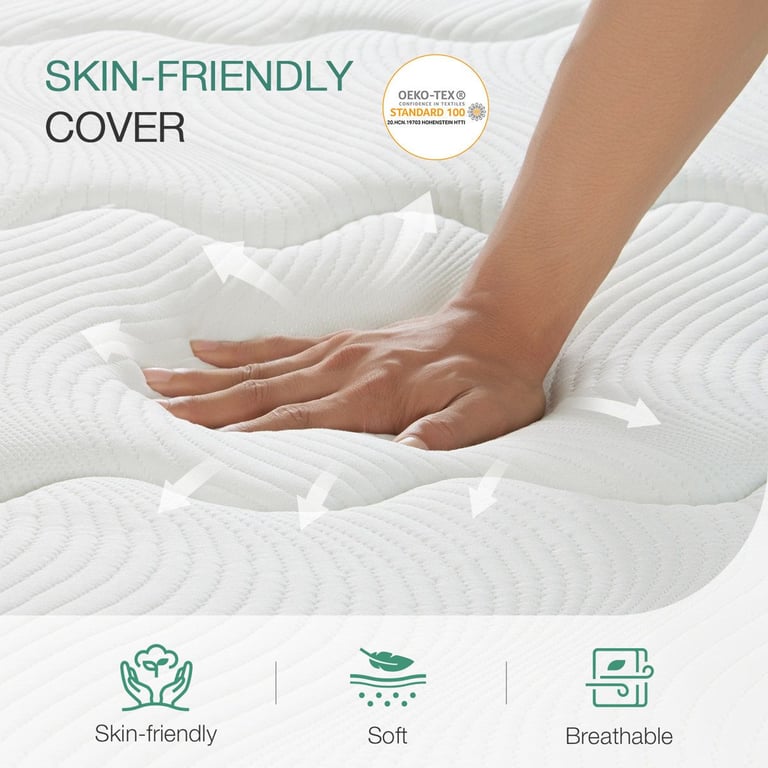 Single 3ft 25cm Thick Gel Memory Foam Pocket Sprung Mattress
