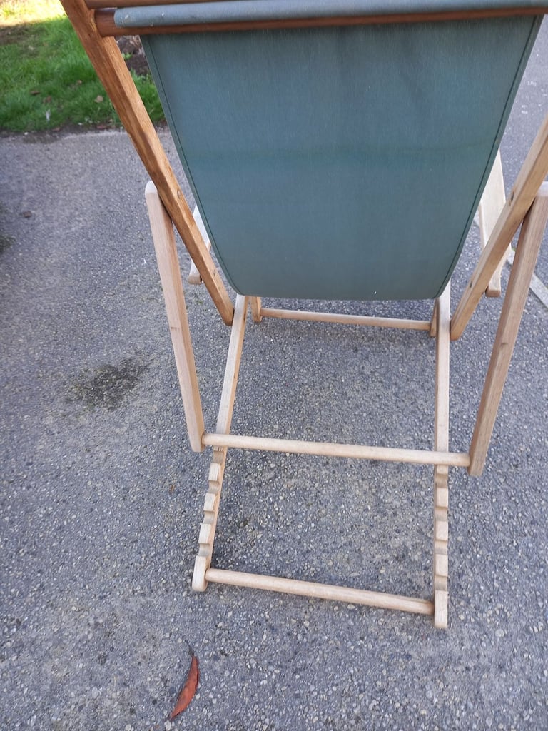 2 old style wooden garden deckchairs.collection only.