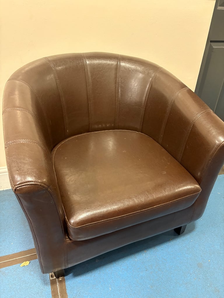 Brown faux Leather Tub Chair