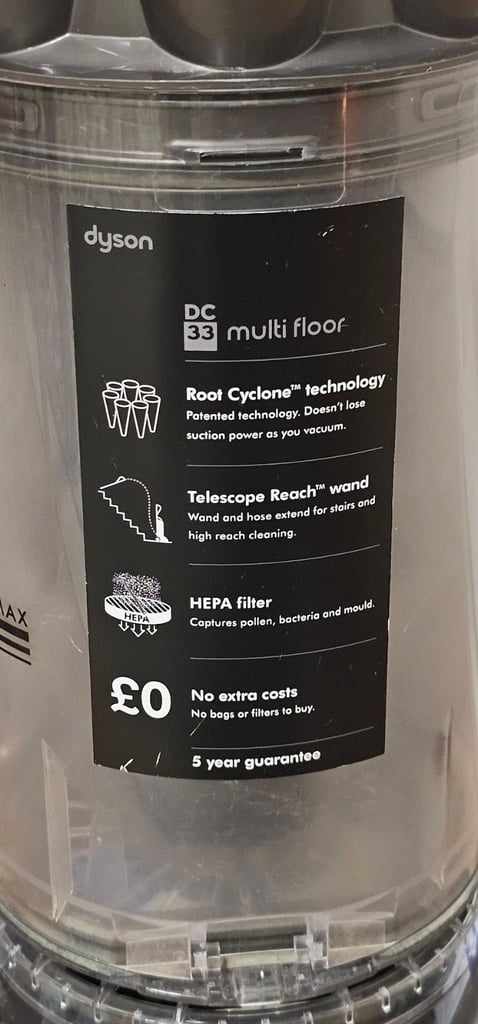 Dyson DC33 upright vacuum cleaner with tools, brand new motor