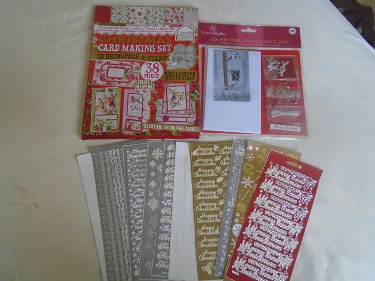 image for Christmas Xmas craft luxury card making, decoupage, stamp, stickers,  all unused