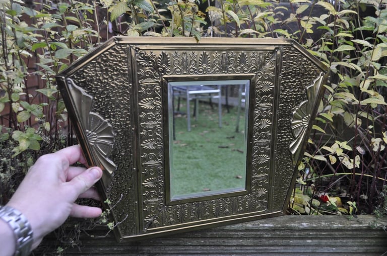 image for Art deco brass wall mirror