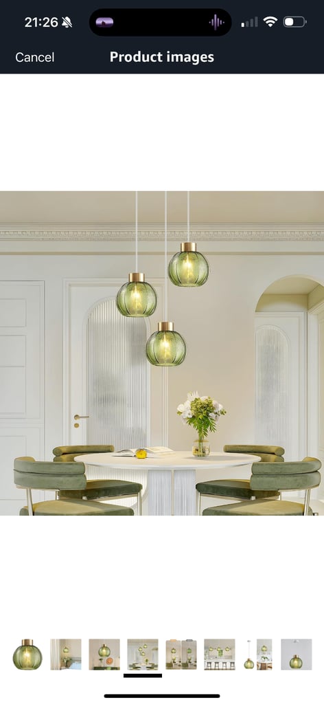 Green glass lampshade