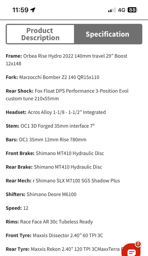 Orbea rise h30 electric mountain bike duel suspension £2700