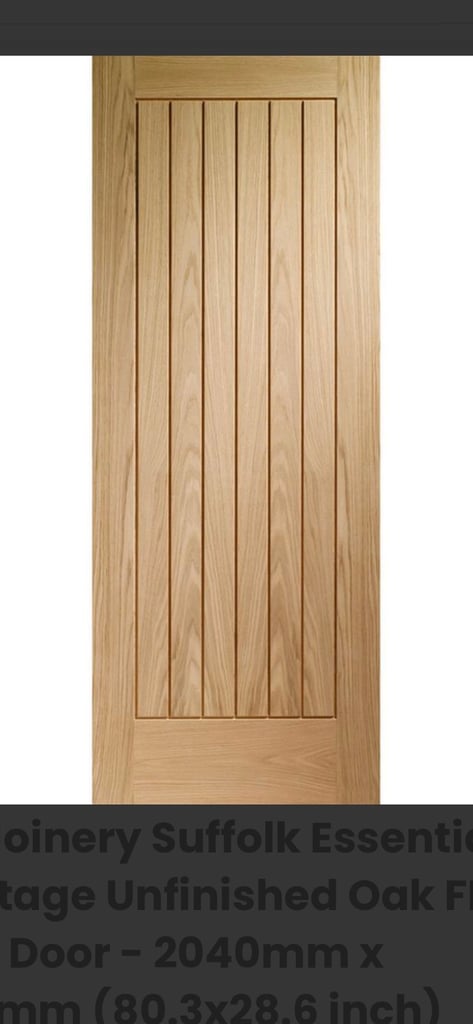 Cottage Unfinished Oak FD30 Fire Door - 2040mm x 726mm