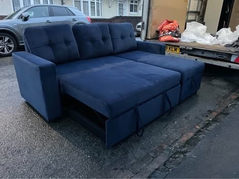 Corner sofa 🛋bed 🛌with storage reversible blue dark brand new available delivery extra cost