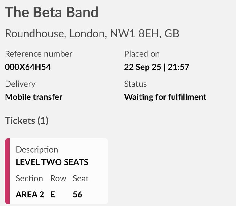 image for 1 seated ticket Level 2