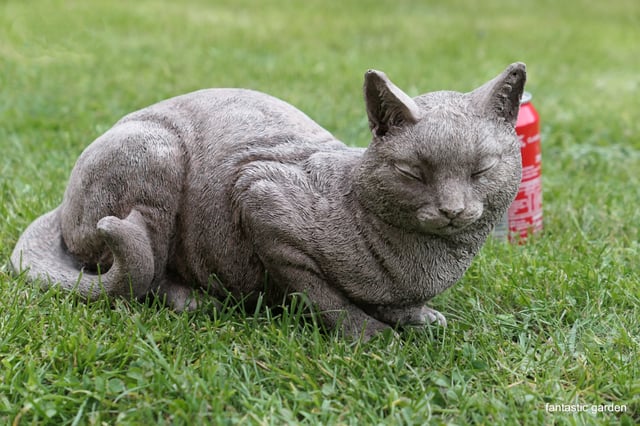 Sleeping Cat Stone Statue